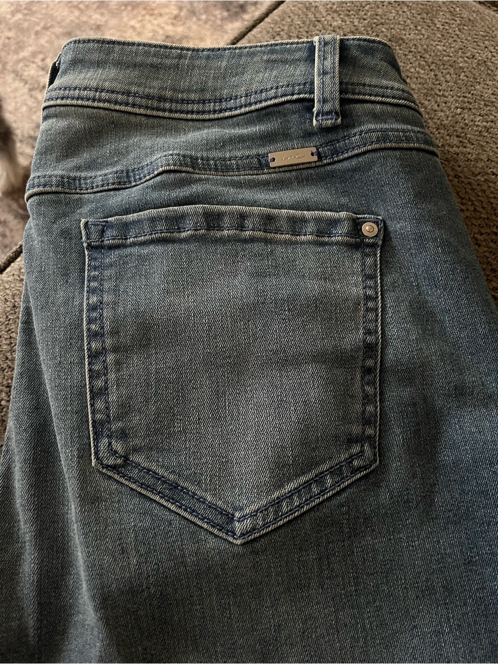 INC International Concepts Dark Blue Skinny Jeans with Crystal Accents - Picture 3 of 4